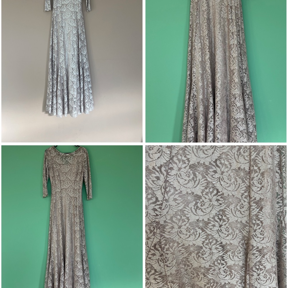 Elegant Blush Lace Evening Gown